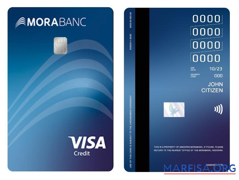 Printable Andorra Mocabanc visa credit card sample
